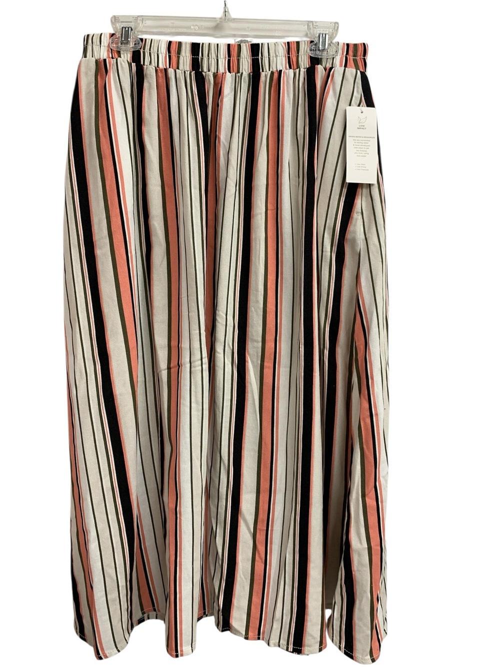 cleo NWT Striped Elastic-Waist Maxi Skirt - Coral, Black & Cream Size L